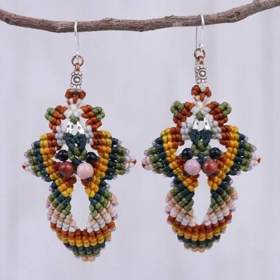 Alternate image for Hand Made Macrame Bohemian Dangle Earrings Morning Boho in Yellow