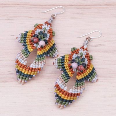 Alternate image for Hand Made Macrame Bohemian Dangle Earrings Morning Boho in Yellow