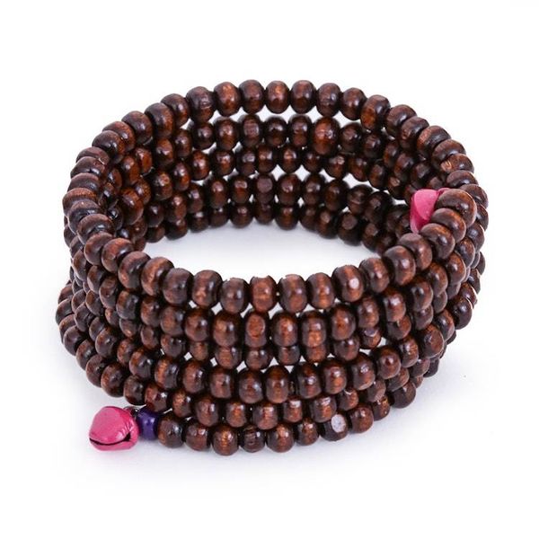 Alternate image for Bohemian-Inspired 1-Inch Brown and Pink Beaded Wrap Bracelet Earth Spin