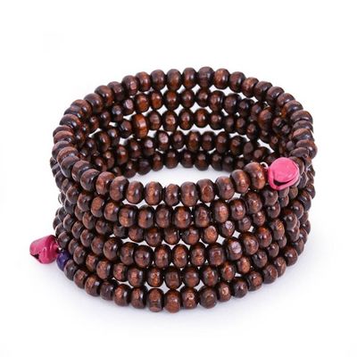 Alternate image for Bohemian-Inspired 1-Inch Brown and Pink Beaded Wrap Bracelet Earth Spin
