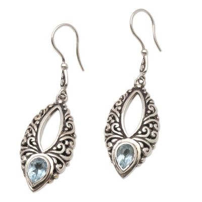 Primary image for Blue Topaz and Sterling Silver Dangle Earrings Affectionately Yours