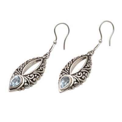 Alternate image for Blue Topaz and Sterling Silver Dangle Earrings Affectionately Yours