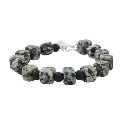 Alternate image for Jasper and Onyx Beaded Bracelet from Thailand Dalmatian Squares