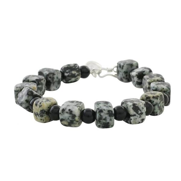 Alternate image for Jasper and Onyx Beaded Bracelet from Thailand Dalmatian Squares