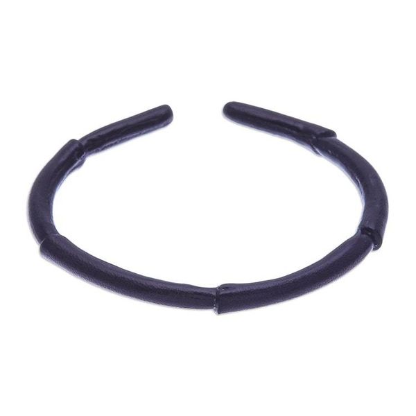 Alternate image for Bamboo-Inspired Adjustable Black Leather Cuff Bracelet Mysterious Bamboo