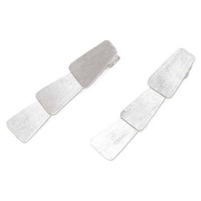 Alternate image for Brushed-Satin Modern Sterling Silver Dangle Earrings Contemporary Lady