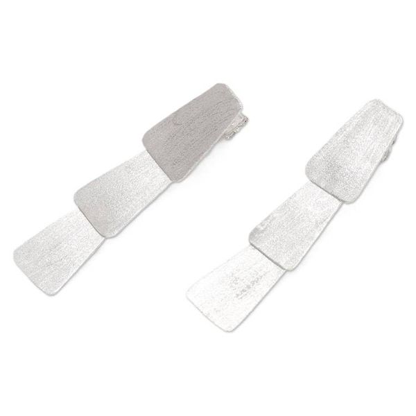 Alternate image for Brushed-Satin Modern Sterling Silver Dangle Earrings Contemporary Lady