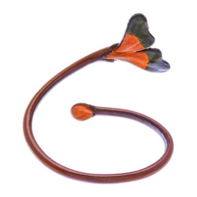 Alternate image for Ginko Leaf-Inspired Brown and Green Leather Wrap Bracelet Vital Brown