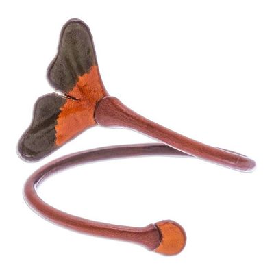Alternate image for Ginko Leaf-Inspired Brown and Green Leather Wrap Bracelet Vital Brown