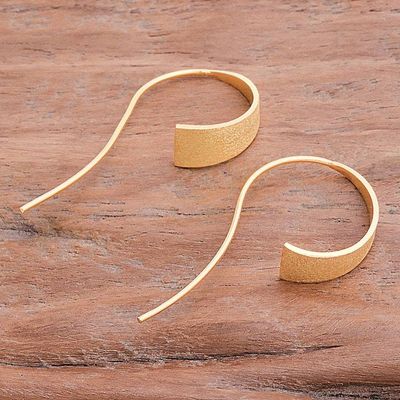Alternate image for Modern Brushed Satin 18k Gold-Plated Curved Drop Earrings Bright Curved Triangle