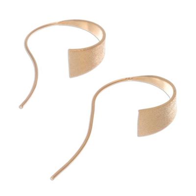 Alternate image for Modern Brushed Satin 18k Gold-Plated Curved Drop Earrings Bright Curved Triangle