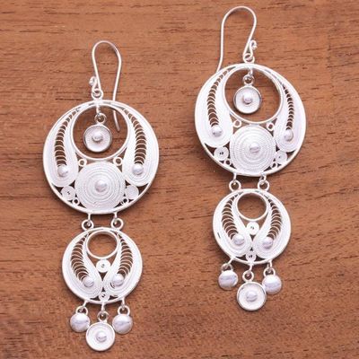 Primary image for Circle Pattern Sterling Silver Filigree Chandelier Earrings Fabulous Idea