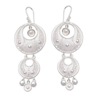 Alternate image for Circle Pattern Sterling Silver Filigree Chandelier Earrings Fabulous Idea