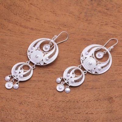 Alternate image for Circle Pattern Sterling Silver Filigree Chandelier Earrings Fabulous Idea