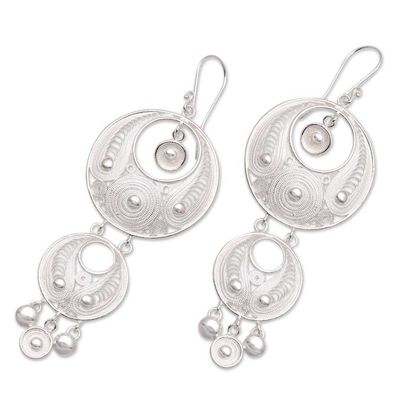 Alternate image for Circle Pattern Sterling Silver Filigree Chandelier Earrings Fabulous Idea