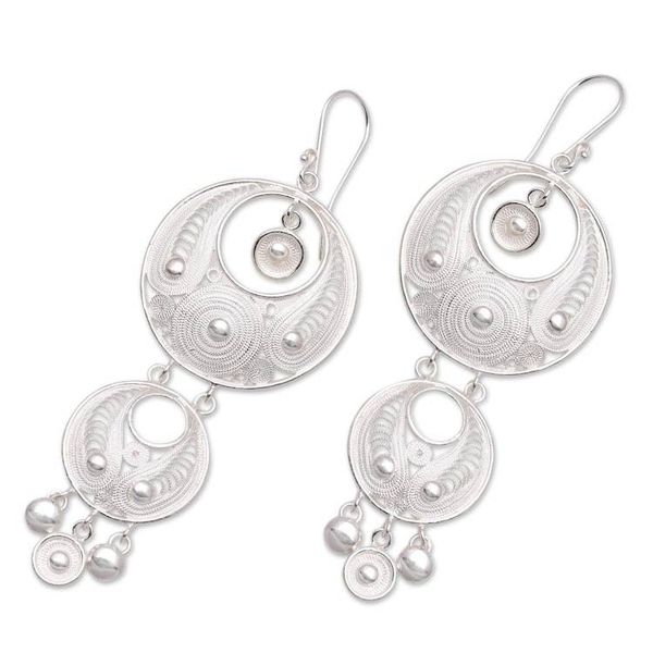 Alternate image for Circle Pattern Sterling Silver Filigree Chandelier Earrings Fabulous Idea