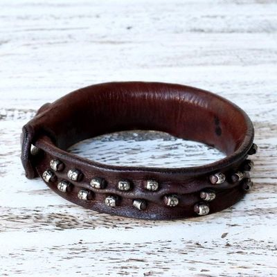 Alternate image for Leather wristband bracelet Mountain Rock