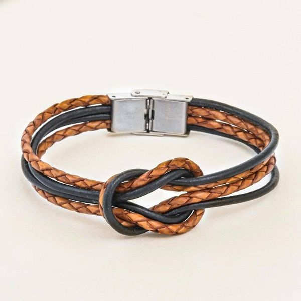 Alternate image for Thai Brown Leather Braid  Black Cord Unity Bracelet Unity and Nostalgia