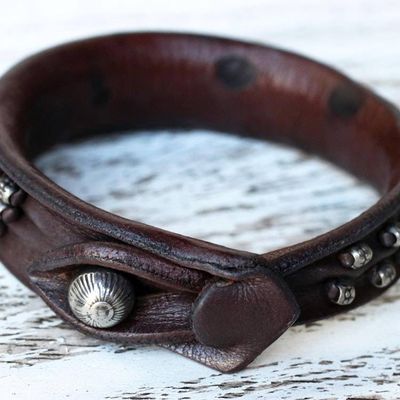 Alternate image for Leather wristband bracelet Mountain Rock