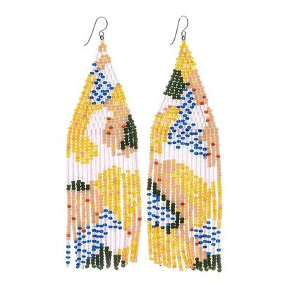Alternate image for Hand Beaded Long Waterfall Style Earrings Amazing Waterfall in Orange