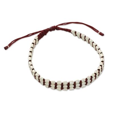 Alternate image for Handmade Silver 950 Bead and Red Cord Bracelet Friendly Red