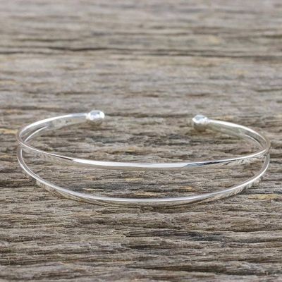 Alternate image for Sterling Silver Wire Narrow Cuff Bracelet Aligned Duo