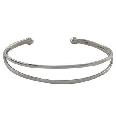 Alternate image for Sterling Silver Wire Narrow Cuff Bracelet Aligned Duo