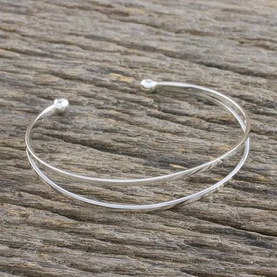 Alternate image for Sterling Silver Wire Narrow Cuff Bracelet Aligned Duo