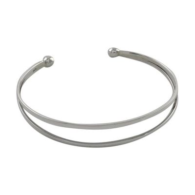 Alternate image for Sterling Silver Wire Narrow Cuff Bracelet Aligned Duo