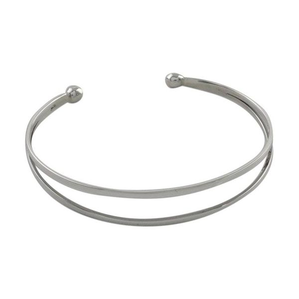 Alternate image for Sterling Silver Wire Narrow Cuff Bracelet Aligned Duo