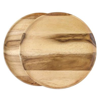 Alternate image for Handmade Raintree Wood Plates from Thailand Pair Planetary Meal