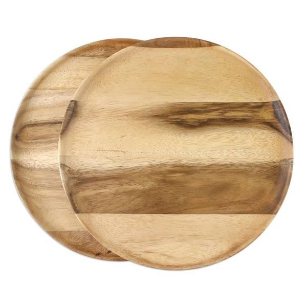 Alternate image for Handmade Raintree Wood Plates from Thailand Pair Planetary Meal