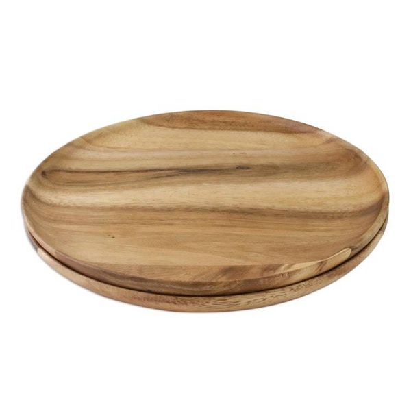 Alternate image for Handmade Raintree Wood Plates from Thailand Pair Planetary Meal