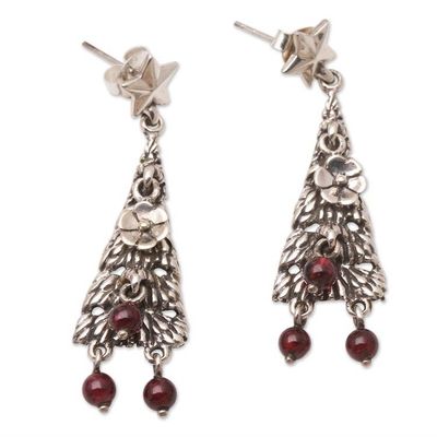 Alternate image for Sterling and Garnet Holiday Themed Earrings Christmas Tree