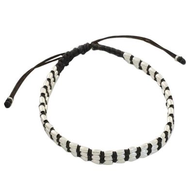 Alternate image for Dark Brown Macrame Bracelet with Silver 950 Beads Friendly Brown