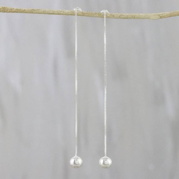 Alternate image for Thai Artisan Handmade 925 Sterling Silver Threader Earrings Feminine Dance