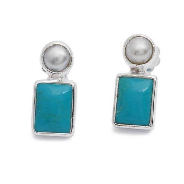 Alternate image for Reconstituted Turquoise Cultured Pearl and Silver Earrings Sky Marvel