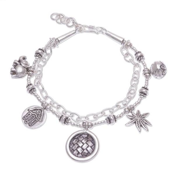 Alternate image for Hand Crafted Sterling Silver Charm Bracelet Ethnic Charm