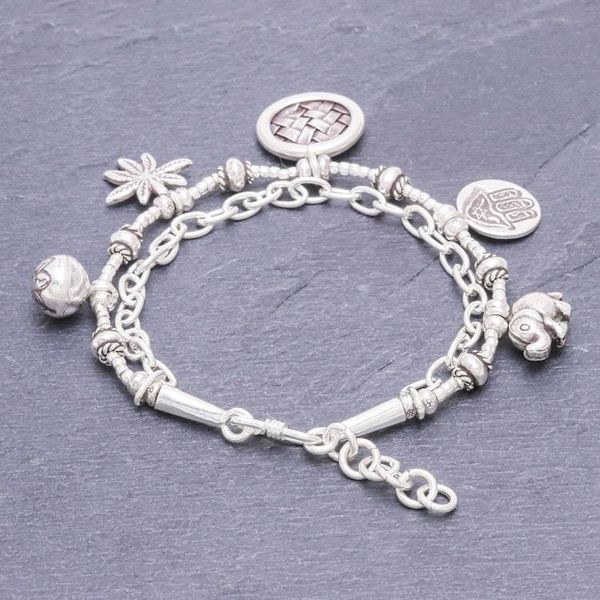 Alternate image for Hand Crafted Sterling Silver Charm Bracelet Ethnic Charm