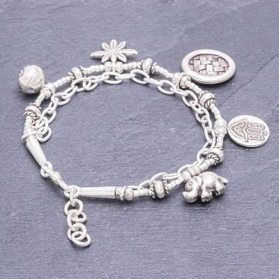Alternate image for Hand Crafted Sterling Silver Charm Bracelet Ethnic Charm