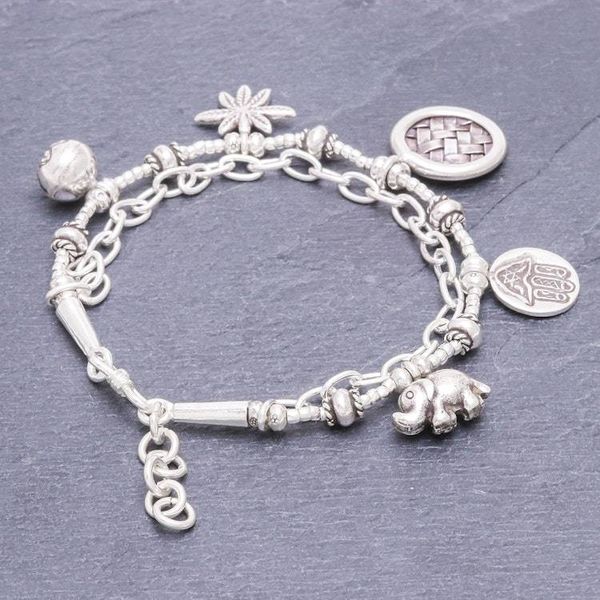 Alternate image for Hand Crafted Sterling Silver Charm Bracelet Ethnic Charm