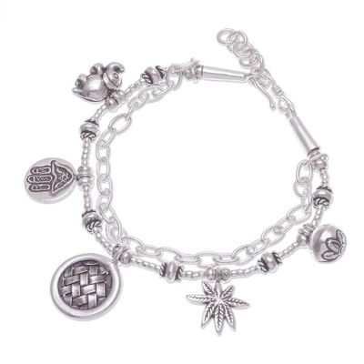 Alternate image for Hand Crafted Sterling Silver Charm Bracelet Ethnic Charm