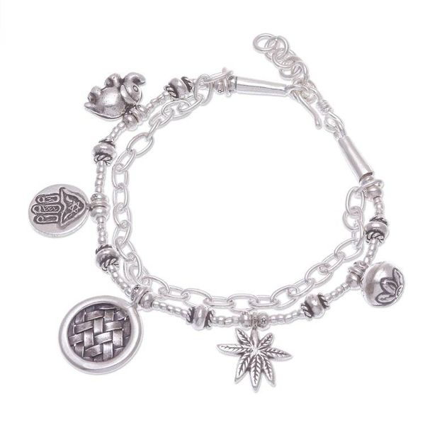 Alternate image for Hand Crafted Sterling Silver Charm Bracelet Ethnic Charm