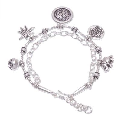 Alternate image for Hand Crafted Sterling Silver Charm Bracelet Ethnic Charm