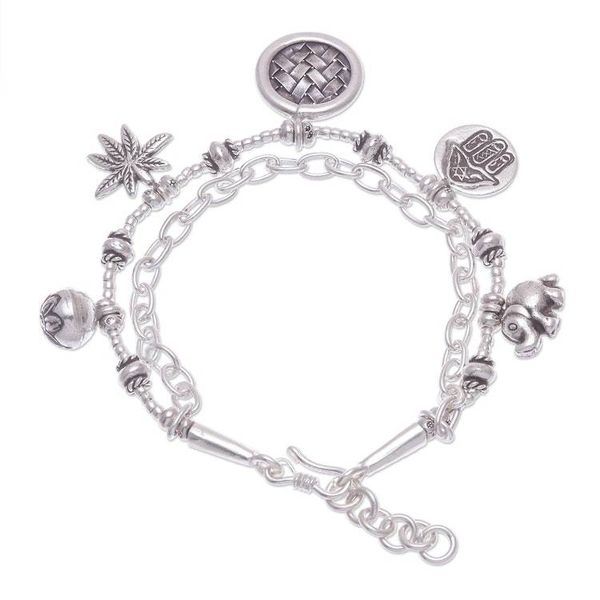 Alternate image for Hand Crafted Sterling Silver Charm Bracelet Ethnic Charm
