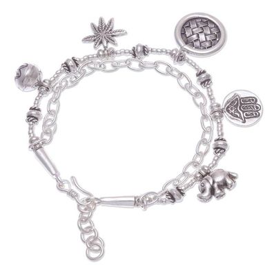 Alternate image for Hand Crafted Sterling Silver Charm Bracelet Ethnic Charm