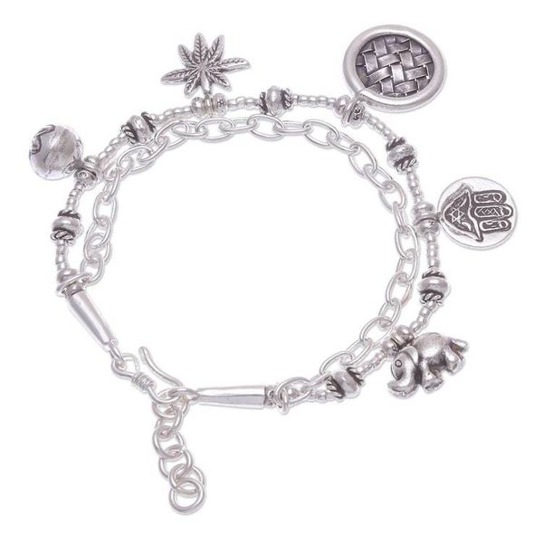 Alternate image for Hand Crafted Sterling Silver Charm Bracelet Ethnic Charm