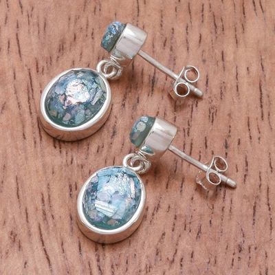 Alternate image for Oval Roman Glass Dangle Earrings from Thailand Romantic Ovals