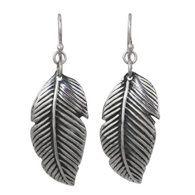 Alternate image for Sterling Silver Thai Tropical Leaf Earrings Handmade Jewelry Tropical Leaves