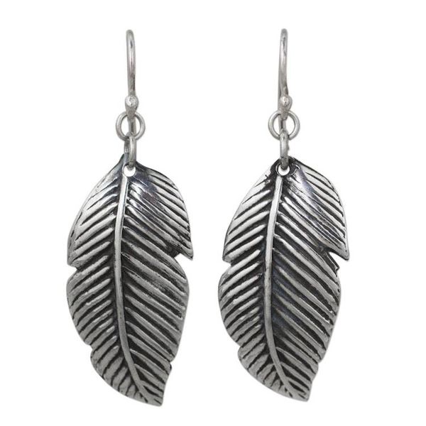 Alternate image for Sterling Silver Thai Tropical Leaf Earrings Handmade Jewelry Tropical Leaves